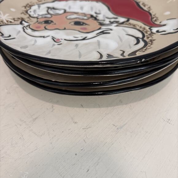 Eli & Ana Santa Claus Sammy Christmas Holiday Ceramic Salad Plates Set of 4 - Picture 2 of 3